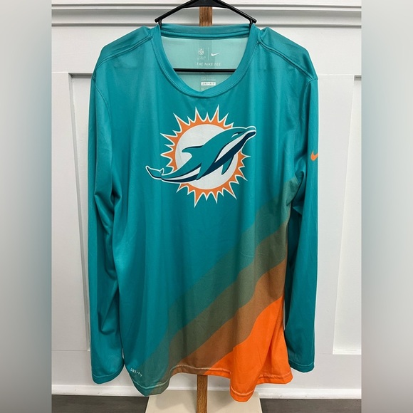 Miami Dolphins Nike Sideline Legend Prism Performance Long Sleeve - Aqua sz XL - Picture 1 of 8